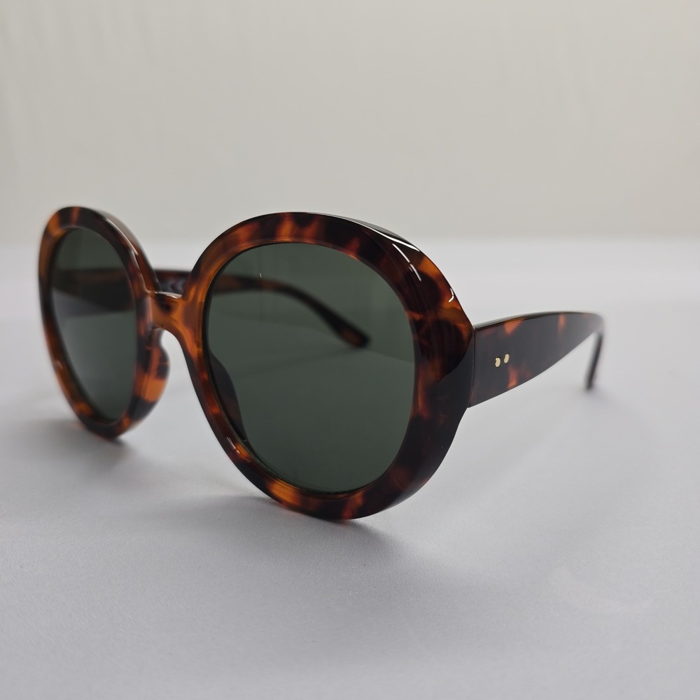 NEW Oversized Round Tortoise Shell Sunglasses Brown Retro Style Dark Lens - Picture 4 of 8